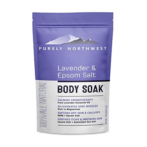 Premium Lavender, MSM & Epsom Salt Body Soak-Aromatherapy which Promotes a Good Night Sleep-Soothes Tense, Sore & Overworked Muscles-Excellent as a Foot Soak! 1LB