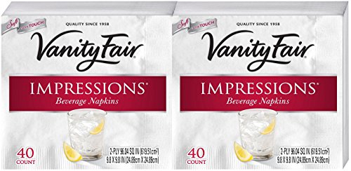 Vanity Fair Impressions Beverage Napkins, White – 40 ct – 2 pk