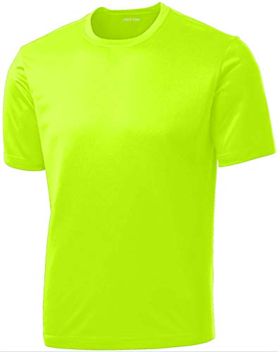 Joe’s USA – All Sport Neon Color High Visibility Athletic T-Shirt, Neon Yellow, Large