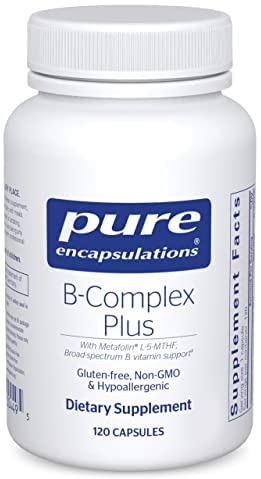 Pure Encapsulations B-Complex Plus | B Vitamins Supplement to Support Red Blood Cell Growth, Neurological and Psychological Health, Cardiovascular Health, and Energy Levels* | 120 Capsules