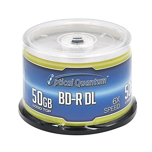 Optical Quantum 50 GB 6X Blu-ray Double Layer Recordable Disc BD-R DL Logo Top, 50-Disc Spindle (MPN: OQBDRDL06LT-50)