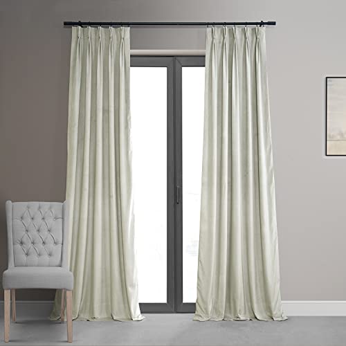 HPD Half Price Drapes Velvet Blackout Curtains For Living Room 25 X 108 Signature Pleated, VPCH-110602-108-FP, Porcelain White