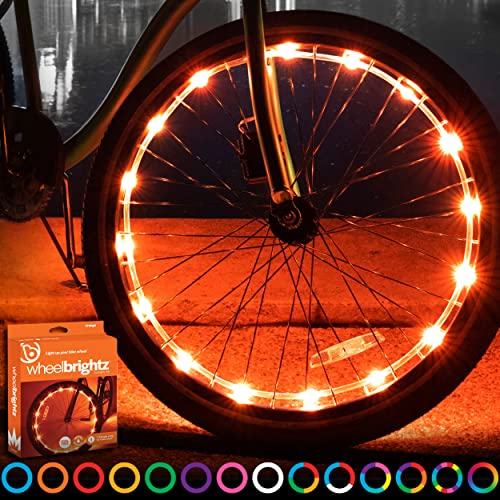 Brightz WheelBrightz LED Bike Wheel Light, Orange – Pack of 1 Tire Light – Bike Wheel Lights Front and Back for Night Riding – Battery Powered Bike Lights for Boys Girls Kids Gift Present