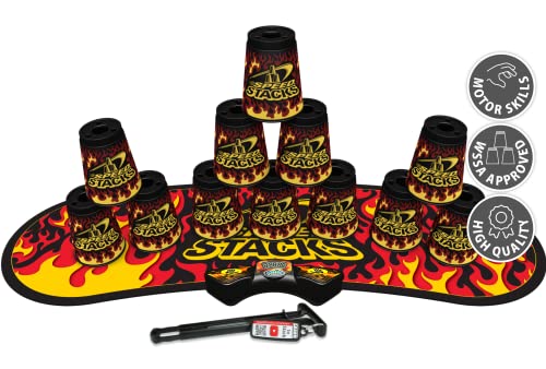 Speed Stacks | Sport Stacking Competitor, Black Flame – 12 Cups, Holding stem, with GX Timer and mat | WSSA Approved