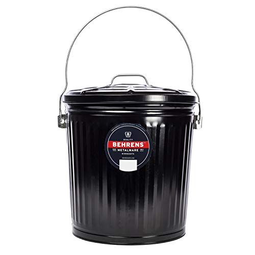 Behrens B907P Galvanized Steel Wood Stove and Fireplace Ash Can, 7 1/2 Gallon