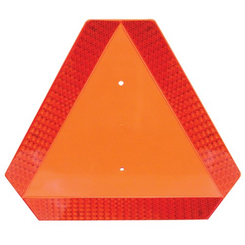 Deflecto Slow Moving Vehicle Sign with Reflective Tape, Safety Triangle, Orange, Highly Visible, Plastic, 16″ W x 14″ H x 1/4″ D(70-0110-50)