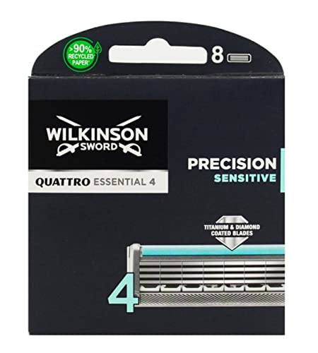 Wilkinson Sword Quattro Titanium Sensitive Razor Blades – Pack of 8 Blades