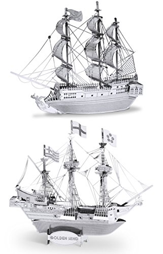 Metal Earth 3D Laser Cut Steel Models – Black Pearl Ship AND Golden Hind Ship SET OF 2