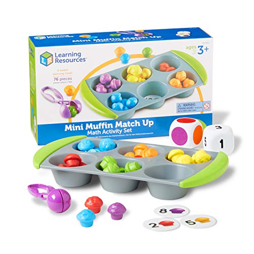 Learning Resources Mini Muffin Match Math Activity Set – 76 Pieces, Ages 3+ Counting Games for Kids, Preschool Learning Toys, Homeschool Learning Toys, Math for Preschoolers