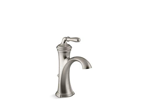 KOHLER Devonshire K-193-4-BN Single Handle Single Hole or Centerset Bathroom Faucet with Metal Drain Assembly in Brushed Nickel