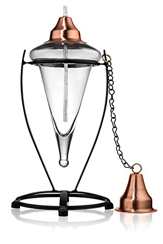 H Potter Outdoor Torch Tabletop Patio Garden Oil Lamp with Copper Top with Fiberglass Wick GAR516