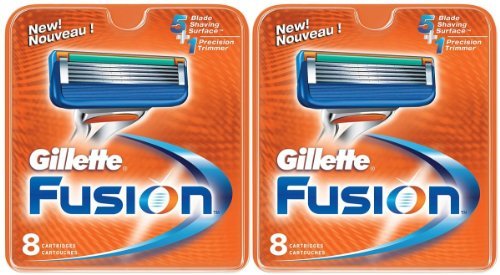 Gillette Fusion Manual Refill Cartridges, 8 Count (Pack of 2)