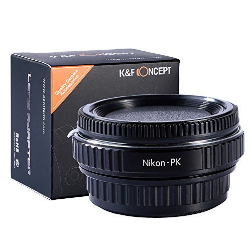 K&F Concept Lens Mount Adapter Compatible with Nikon Lens to Pentax K PK Mount Adapter with Glass for Pentax