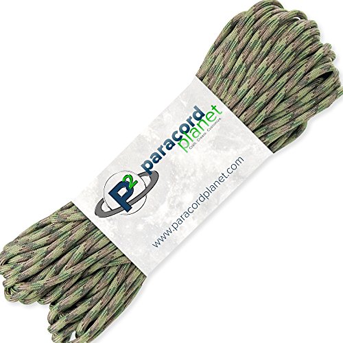 PARACORD PLANET 100′ Hanks Parachute 550 Cord Type III 7 Strand Paracord Top 40 Most Popular Colors (Multi Camo)