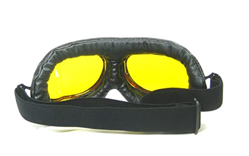 CRG Sports Vintage Aviator Pilot Style Motorcycle Cruiser Scooter Goggle T08 T08SYB Yellow lens, silver frame, black padding | The Storepaperoomates Retail Market - Fast Affordable Shopping