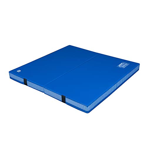 We Sell Mats 12 Inch Thick BiFolding Gymnastics Crash Landing Mat Pad, Safety for Tumbling, Back Handspring Training and Cheerleading, 4 ft x 8 ft, Blue