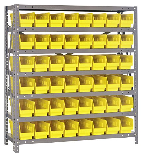 Quantum Storage Systems 1239-101YL Steel Shelving Unit with 4″ Shelf Bins, 12″ D x 36″ W x 39″ H, Yellow