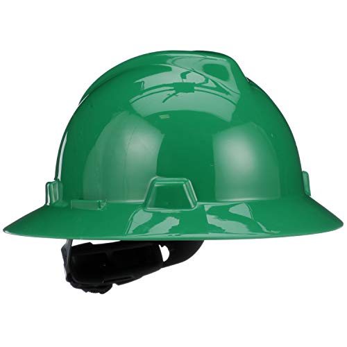 MSA Green V-Gard Polyethylene Full Brim Hard Hat With Ratchet4 Point Ratchet Suspension