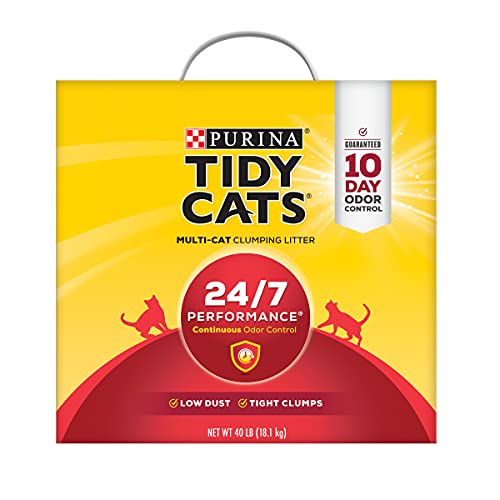 Purina Tidy Cats Clumping Cat Litter, 24/7 Performance Multi Cat Litter – 40 lb. Box
