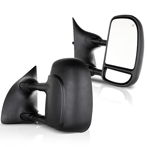 ECCPP Tow Mirrors Replacement fit for 99-07 for Ford for F250 for F350 Power Heated Telescopic Black View Mirror Pair Set Left Driver Right Passenger Side
