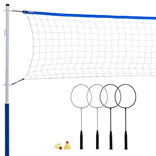 Franklin Sports Badminton Set – Portable Badminton Set – Adult and Kids Badminton Net – Perfect Backyard/Lawn Game – Includes 4 Badminton Racquets – Recreational
