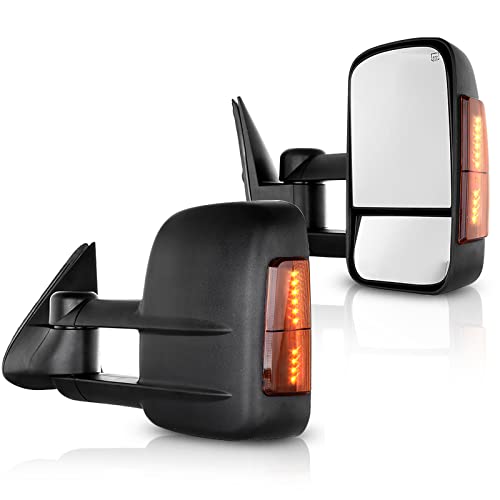 ECCPP Towing Mirrors Pair Set Replacement fit for 2003-06 for Chevy Silverado 1500 2500 HD 3500 Suburban 1500 2500 Tahoe for GMC Sierra Yukon Power Heated Signal Black Manual Telescoping Tow Mirrors
