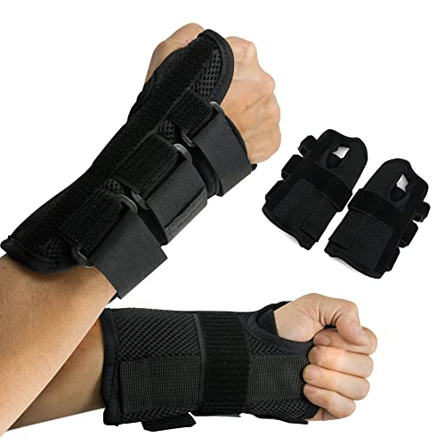 Wrist Brace, Carpal Tunnel Braces, Splint Supports, Right & Left Pair, Two (2), Small/Medium, Fitted Pain Relief, Reduced Recovery Time, Forearm Compression, Breathable, Sprain, Arthritis, Tendinitis