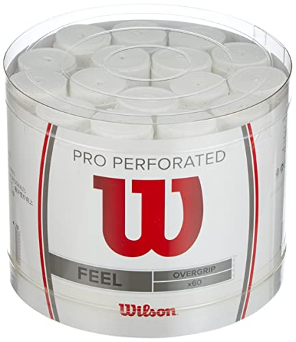 Wilson Pro Perforated Tennis Racket Overgrip Pro Perforated, White, Pack of 60