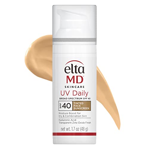 EltaMD UV Daily Tinted Sunscreen with Zinc Oxide, SPF 40 Face Sunscreen Moisturizer, Helps Hydrate Skin and Decrease Wrinkles, Lightweight Face Sunscreen, Absorbs Into Skin Quickly, 1.7 oz Pump