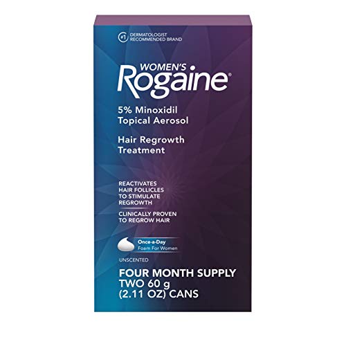 Women’s Rogaine 5% Minoxidil Foam for Hair Thinning and Loss, Topical Treatment for Women’s Hair Regrowth, 4-Month Supply