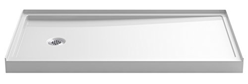 KOHLER K-8459-0 Rely Single-Threshold Shower Base with Left-Hand Drain, 60″ x 32″, White