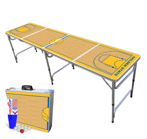 8-Foot Professional Beer Pong Table – Golden State Basketball Court