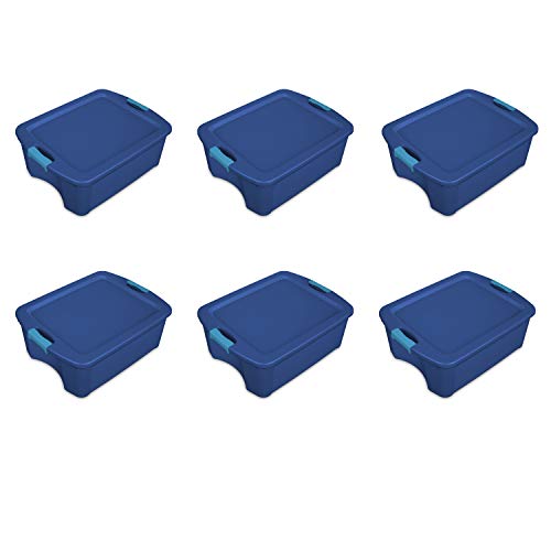 Sterilite 14447406 12 Gallon/45 Liter Latch and Carry, True Blue Lid & Base with Blue Aquarium Latches, 6-Pack | The Storepaperoomates Retail Market - Fast Affordable Shopping