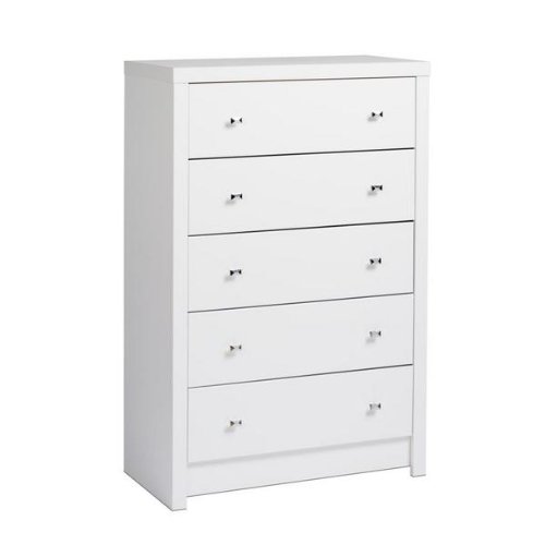 Prepac Calla 5 Drawer Dresser Chest For Bedroom, Dresser, 16″ D x 30.25″ W x 45″ H, White
