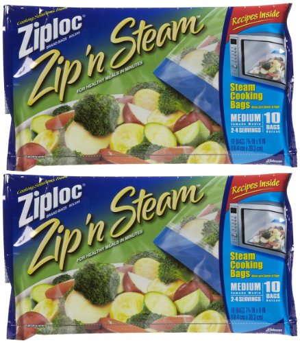 Ziploc Zip’N Steam Cooking Bags,10 Count (Pack of 2)