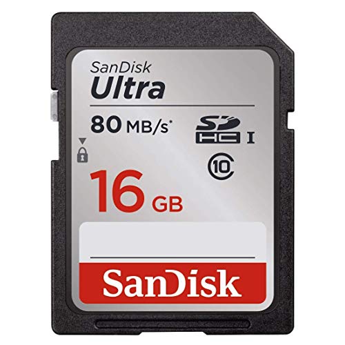SanDisk Ultra 16GB Class 10 SDHC Memory Card Up to 80MB/S- SDSDUN-008G-G46 [Newest Version]