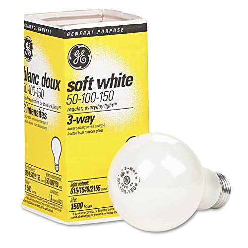 GE 97494 Three-Way Soft White Incandescent Globe Bulb, 50/100/150 Watts