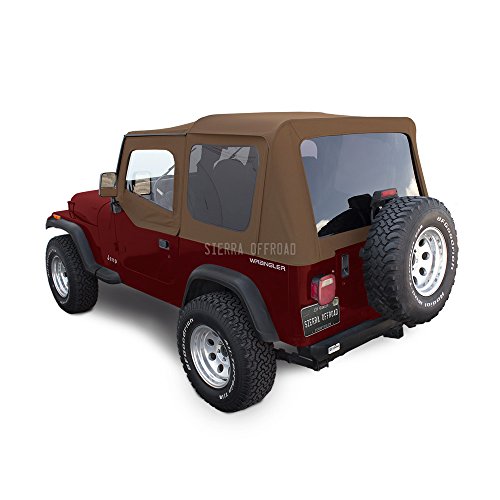 Sierra Offroad Replacement Soft Top, fits Jeep Wrangler YJ Model 1988-1995, Premium Denim Vinyl with Upper Door Skins, Factory Quality and Precision Fit, Spice/Tan