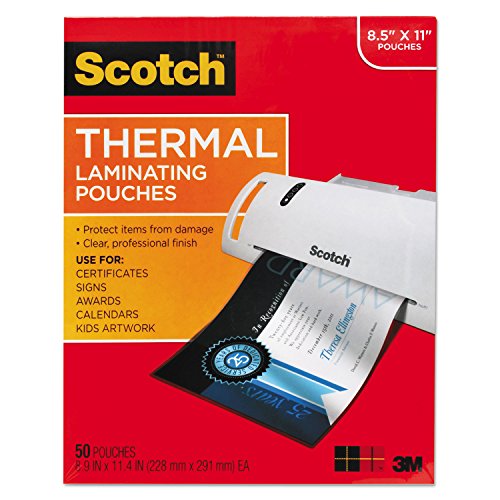 3M TP3854-50 Scotch Thermal Laminating Pouch – Letter – 8.50 inch Width x 11 inch Length9 inch x 11.5 inch Overall Size – 50 / Pack – Clear