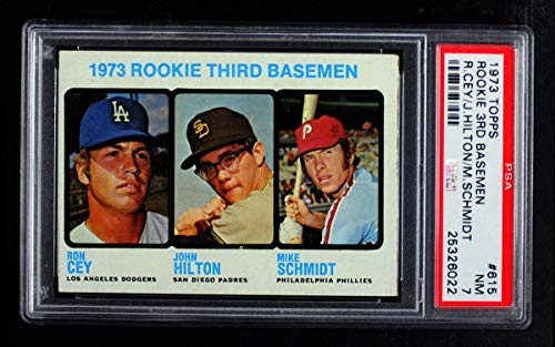 1973 Topps # 615 Rookie Third Basemen Mike Schmidt/Ron Cey/John Hilton Dodgers/Padres/Phillies (Baseball Card) PSA 7 – NM Dodgers/Padres/Phillies