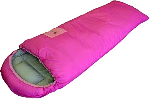 Chinook Kid’s Hooded Tapered Synthetic 32-Degree Sleeping Bag, Pink