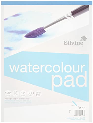 Silvine A4+ Watercolour Pad. 24 Pages (12 Sheets) 300gsm Textured Cartridge Paper. Ref 491