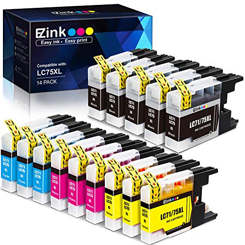 E-Z Ink (TM) Compatible Ink Cartridge Replacement for Brother LC75 LC71 LC79 XL to Use with MFC-J6510DW MFC-J6710DW MFC-J6910DW MFC-J280W MFC-J425W (5 Black, 3 Cyan, 3 Magenta, 3 Yellow) 14 Pack
