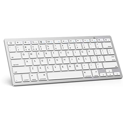 OMOTON Ultra-Slim Bluetooth Keyboard for iPad 10.2(9th/ 8th/ 7th Generation)/ 9.7, iPad Air 4th Generation, iPad Pro 11/12.9, iPad Mini, and More Bluetooth Enabled Devices, White