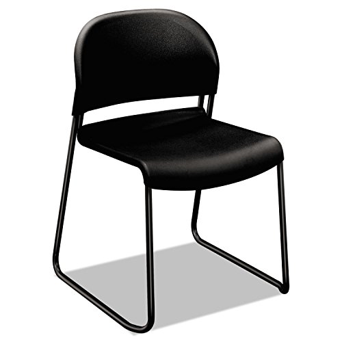 HON 4031ONT GuestStacker Series Chair, Black with Black Finish Legs, 4/Carton