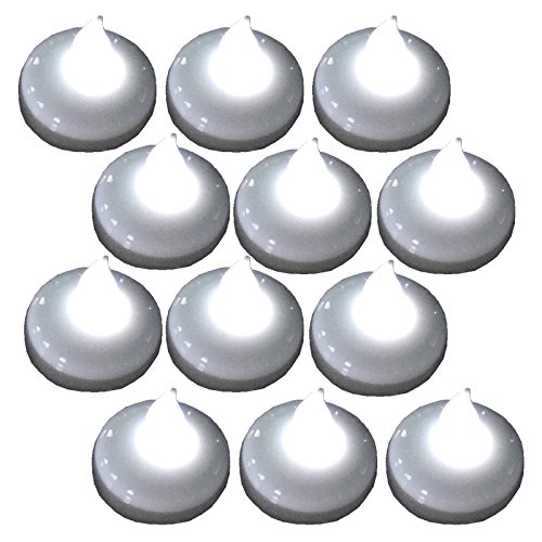 Bluedot Trading 12-Piece Floating Flameless battery-operated LED tea lights for Home decor, Holiday decorations, Pools, Fountains, Weddings, and Restaurants, White