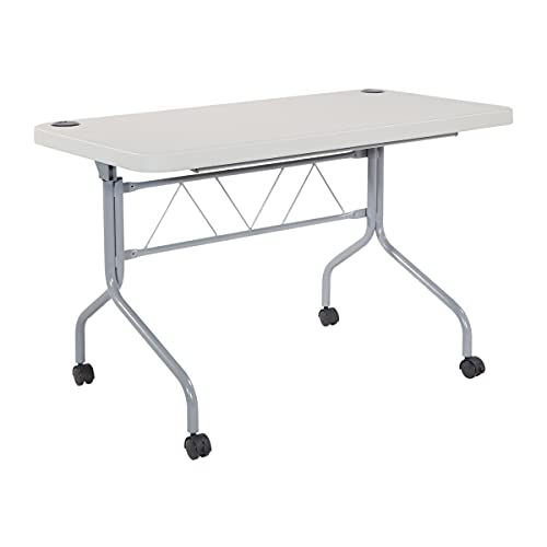 Office Star Resin Multipurpose Flip Training Table with Locking Casters for Home or Office, 4 Feet