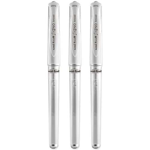 uni-ball UM 153 Signo Broad Point Gel Pen – White – Pack of 3