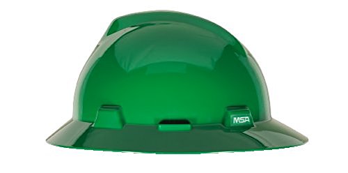MSA Green Polyethylene Full Brim Hard Hat with 4 Point Pinlock Suspension