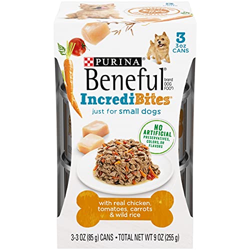 Purina Beneful Small Breed Wet Dog Food With Gravy, IncrediBites with Real Chicken – (8 Packs of 3) 3 oz. Cans